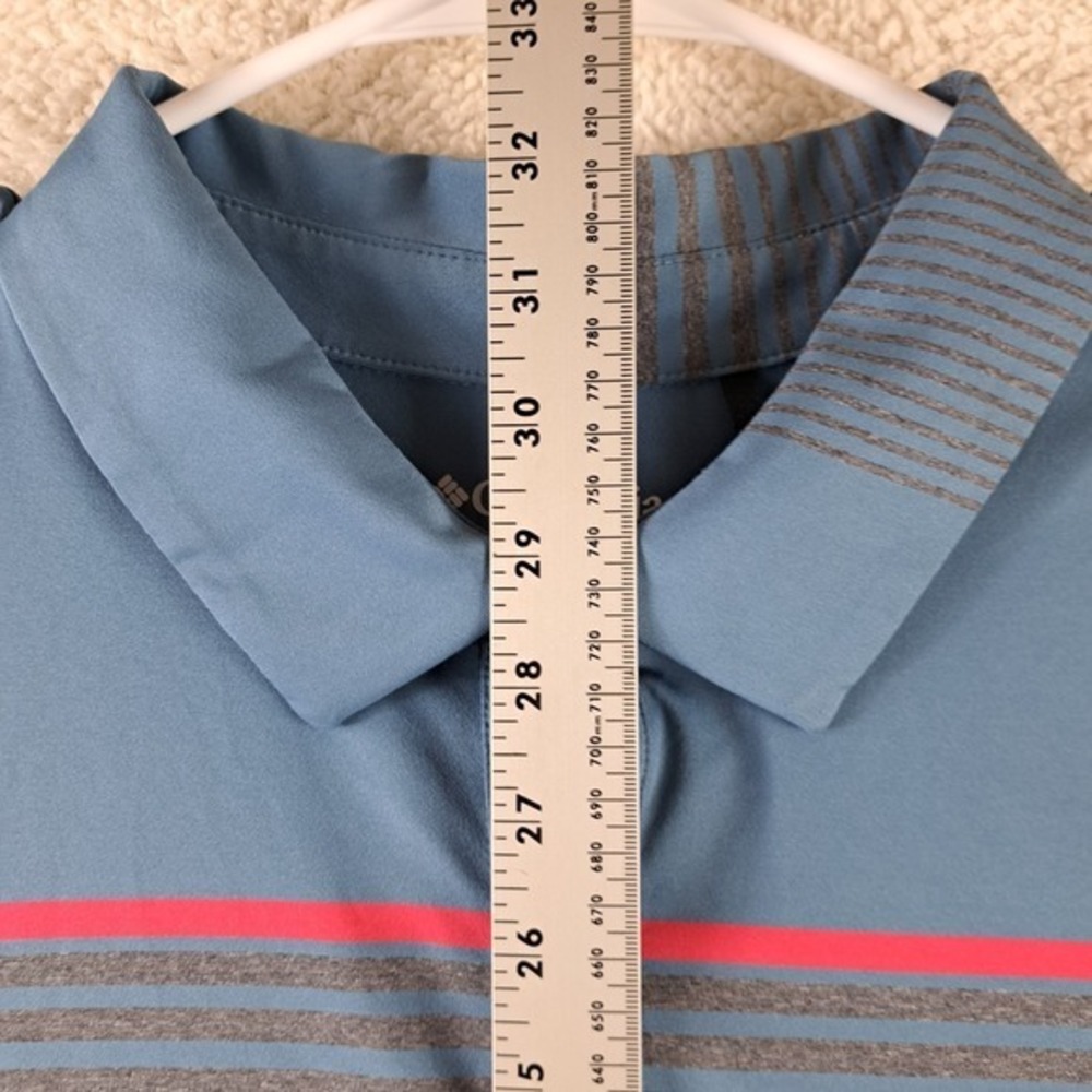 Columbia Polo Shirt Men's 2XL Omni Shade Wicking SS Golf Fish Striped - Picture 6 of 7